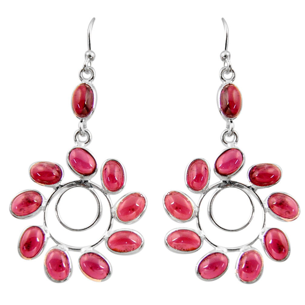 17.49cts natural red garnet 925 sterling silver dangle earrings jewelry r37448