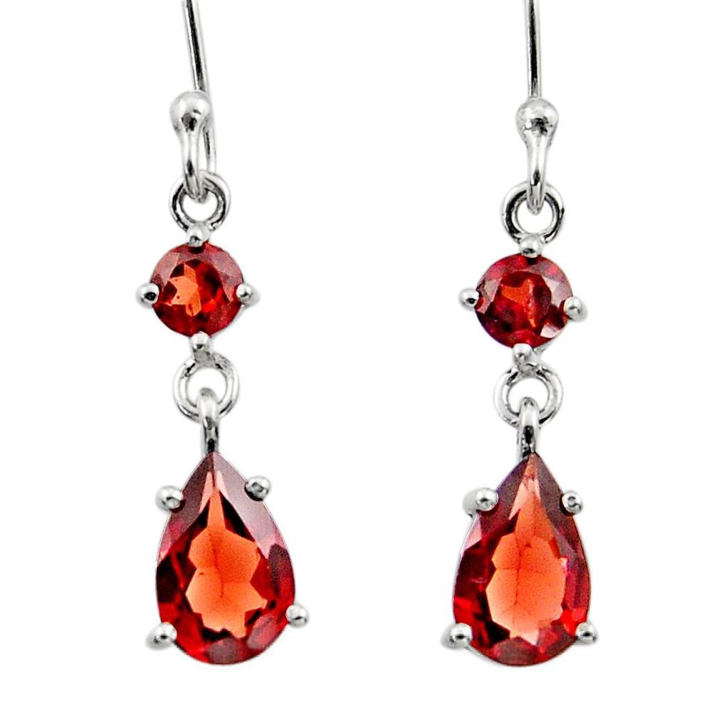 5.10cts natural red garnet 925 sterling silver dangle earrings jewelry r45377