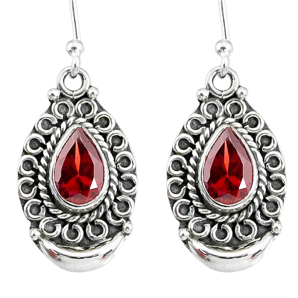 4.37cts natural red garnet 925 sterling silver dangle earrings jewelry r89306