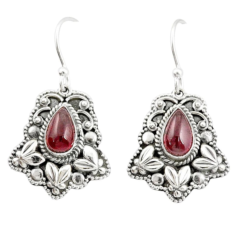4.13cts natural red garnet 925 sterling silver dangle earrings jewelry u28123