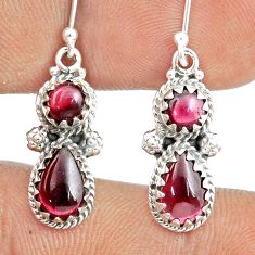 5.97cts natural red garnet 925 sterling silver dangle earrings jewelry u31770