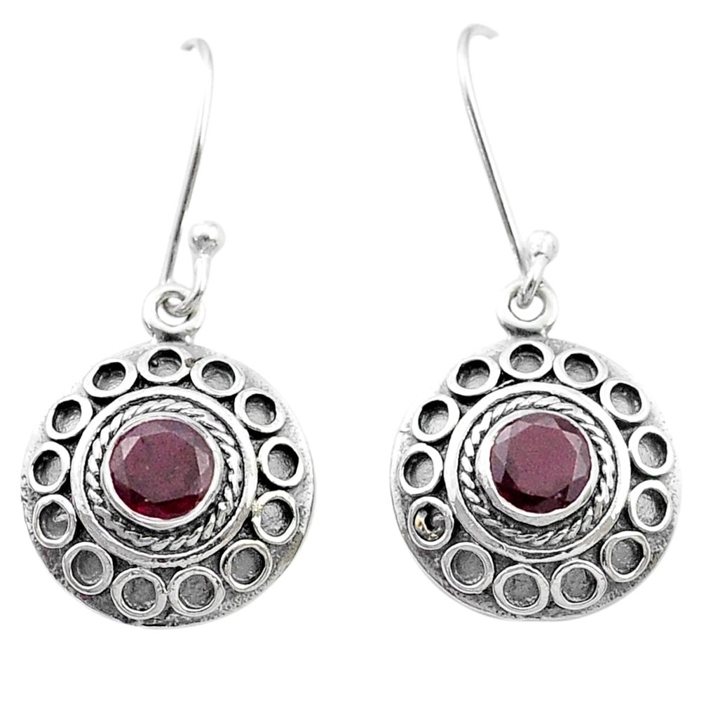 1.81cts natural red garnet 925 sterling silver dangle earrings jewelry u49201