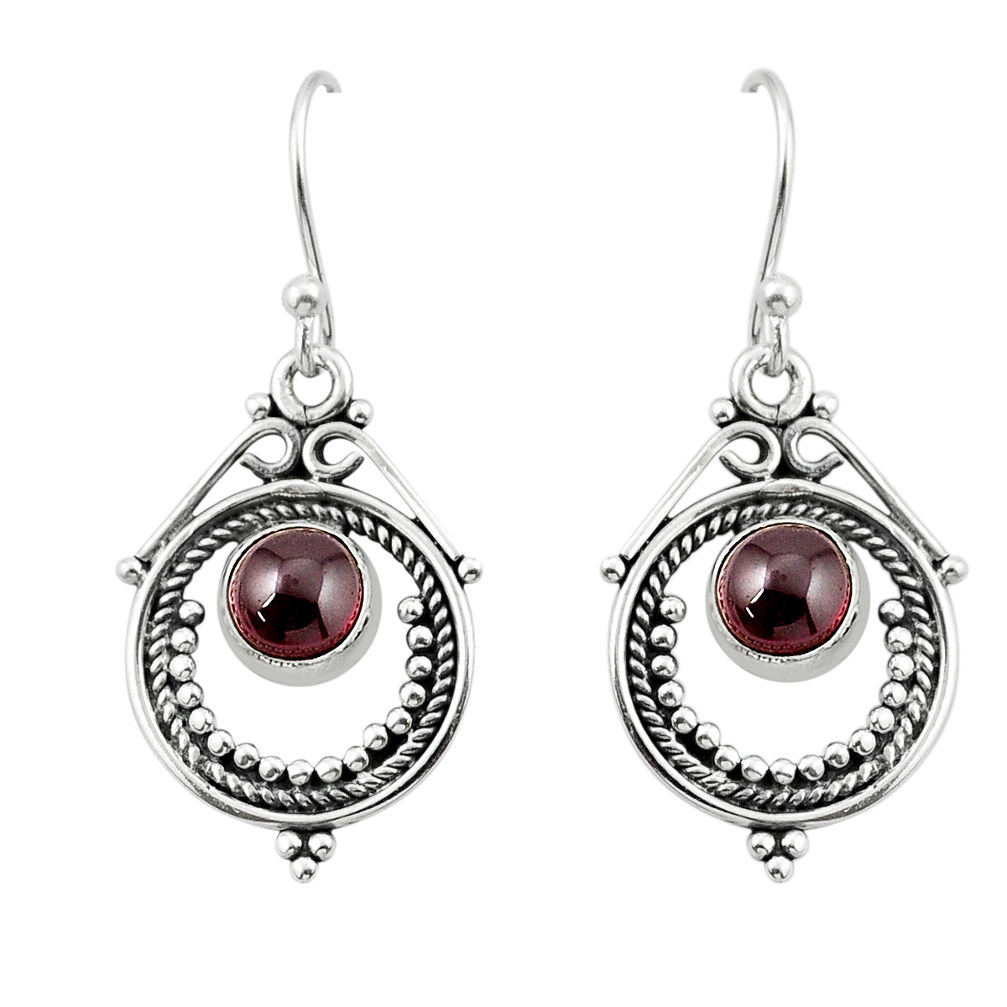 2.29cts natural red garnet 925 sterling silver dangle earrings jewelry y44490