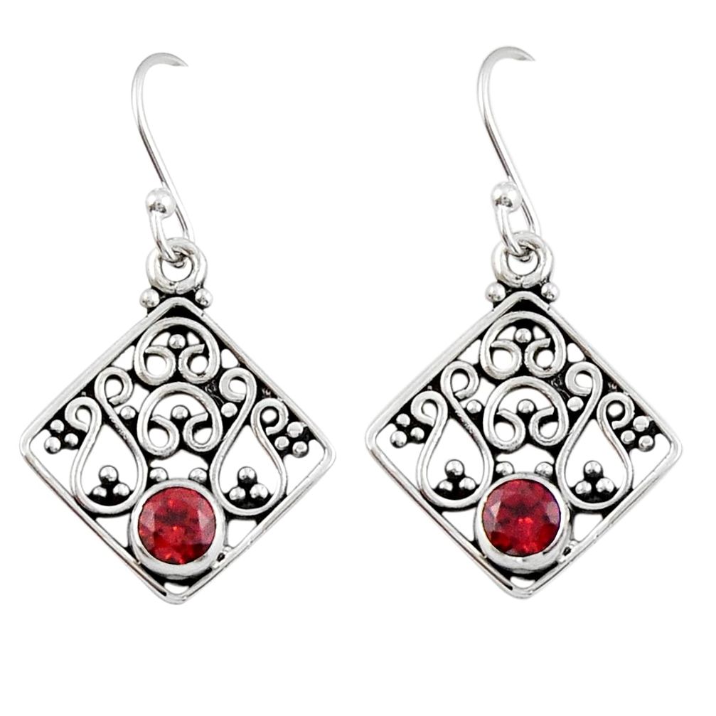 1.75cts natural red garnet 925 sterling silver dangle earrings jewelry y44893