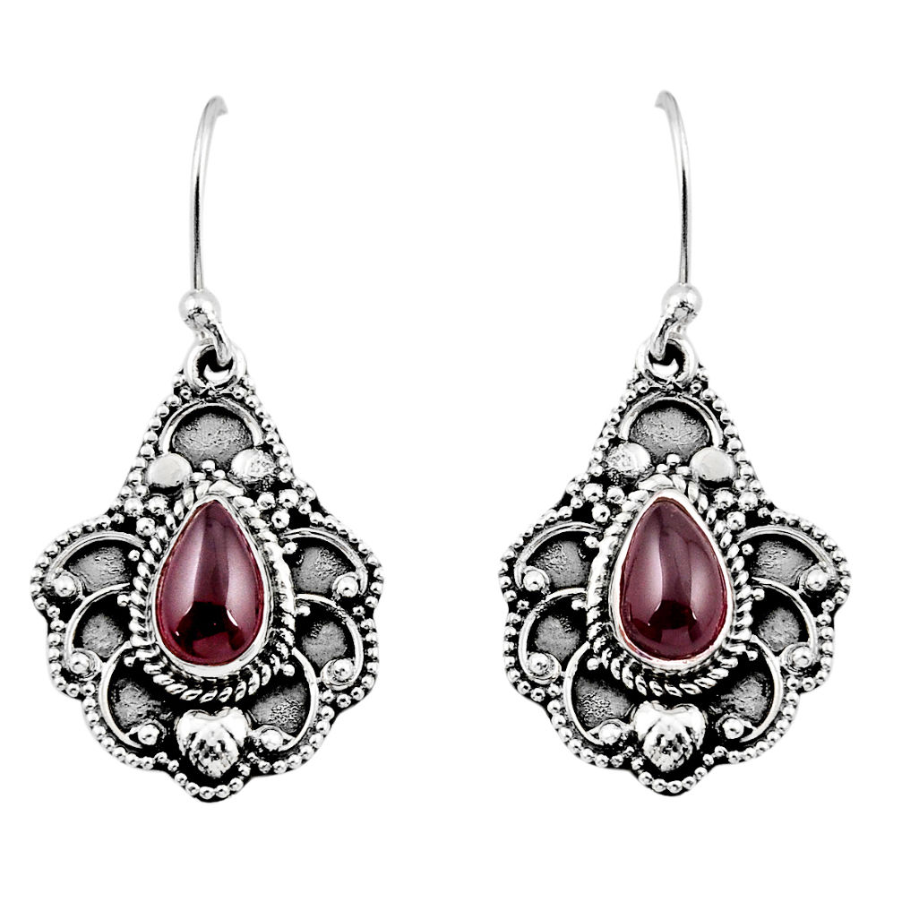 Natural Red Garnet 925 Sterling Silver Dangle Earrings Jewelry Y47398 ...