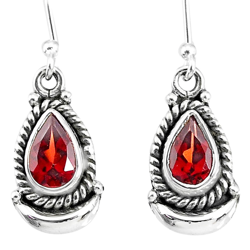 4.15cts natural red garnet 925 sterling silver dangle earrings r89190