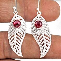 1.81cts natural red garnet 925 sterling silver deltoid leaf earrings t91709