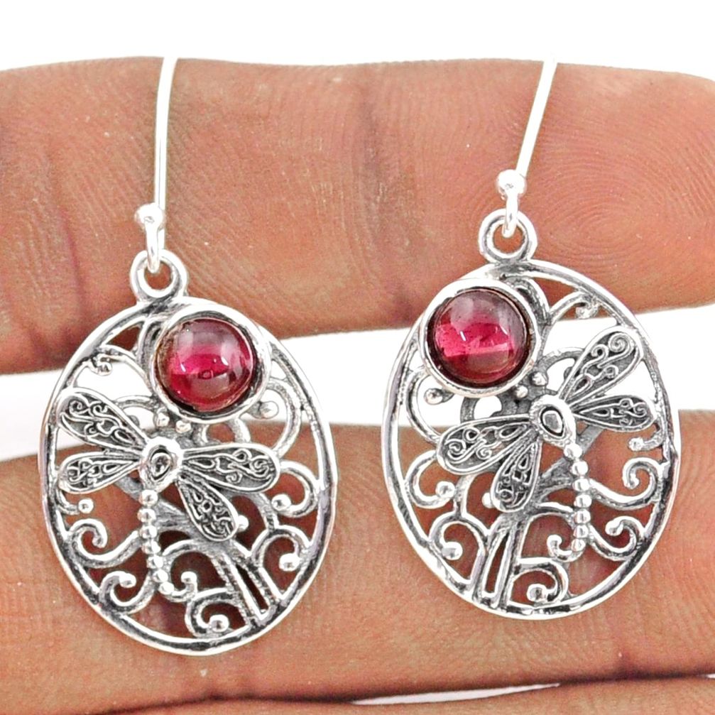 2.34cts natural red garnet 925 sterling silver dragonfly earrings jewelry t80973