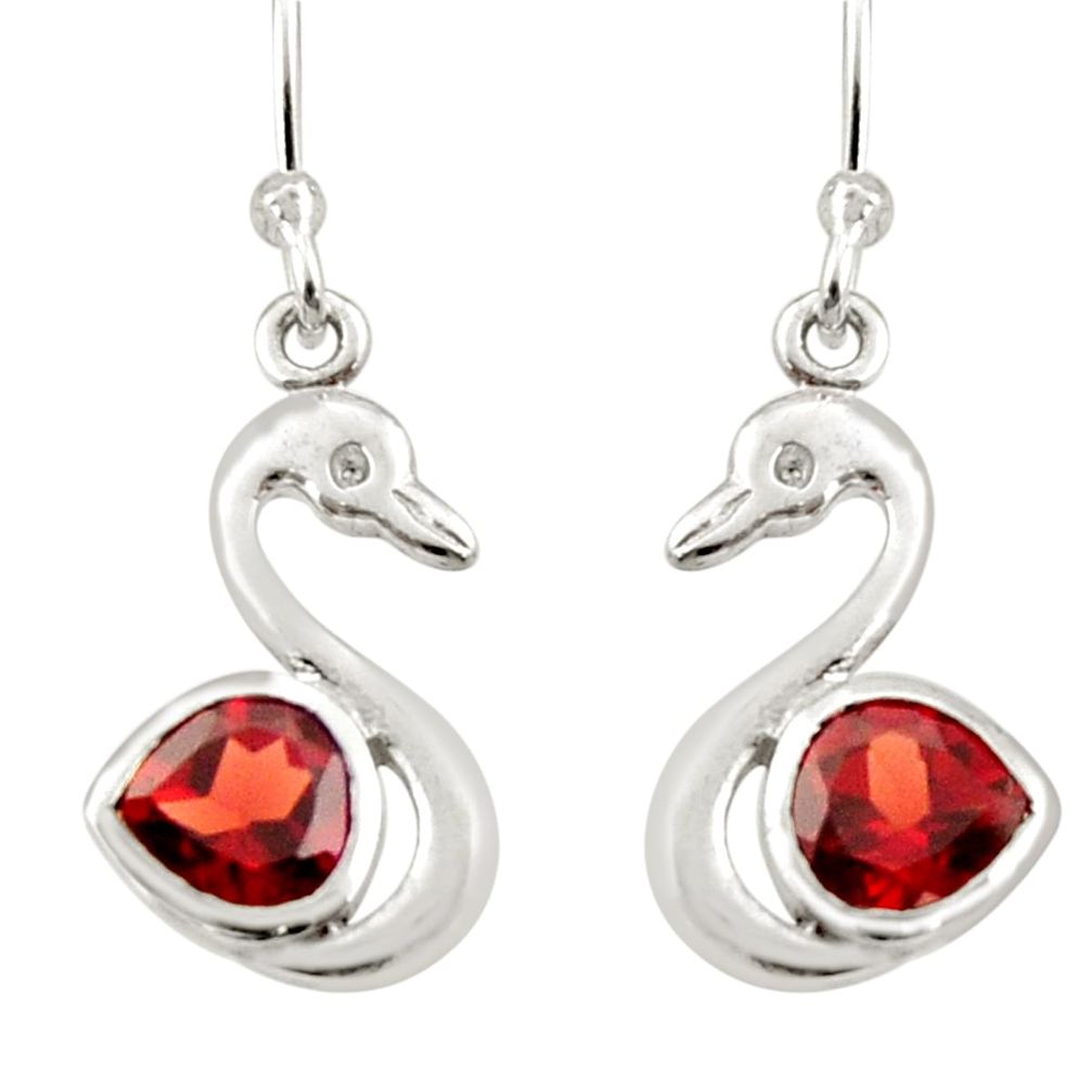 2.72cts natural red garnet 925 sterling silver duck charm earrings d40072