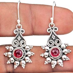 1.61cts natural red garnet 925 sterling silver flower earrings jewelry t92791