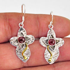 1.46cts natural red garnet 925 sterling silver gold earrings jewelry y74751