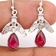 4.34cts natural red garnet 925 sterling silver honey bee earrings jewelry t82812