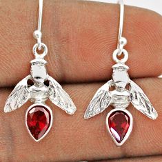 3.24cts natural red garnet 925 sterling silver honey bee earrings jewelry t85353