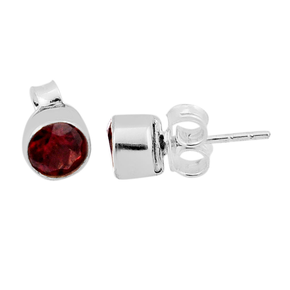 1.91cts natural red garnet 925 sterling silver stud earrings jewelry n37456