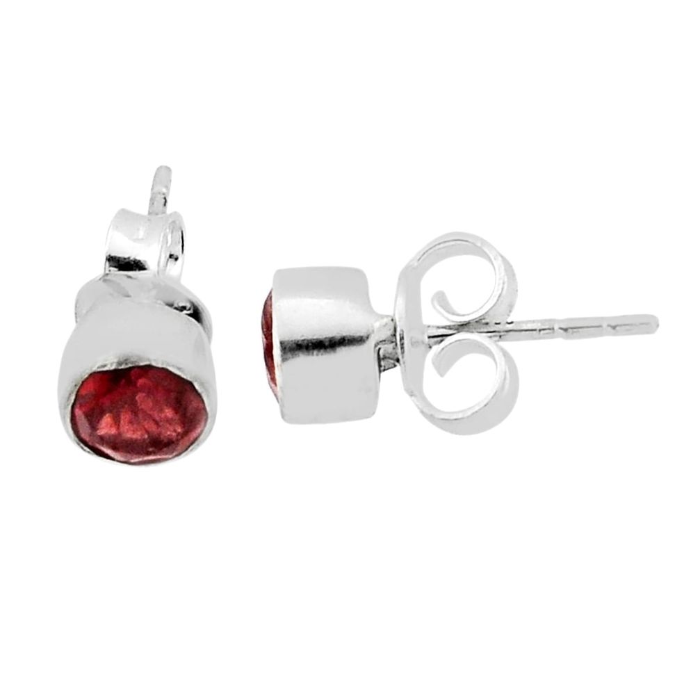 2.05cts natural red garnet 925 sterling silver stud earrings jewelry n37464