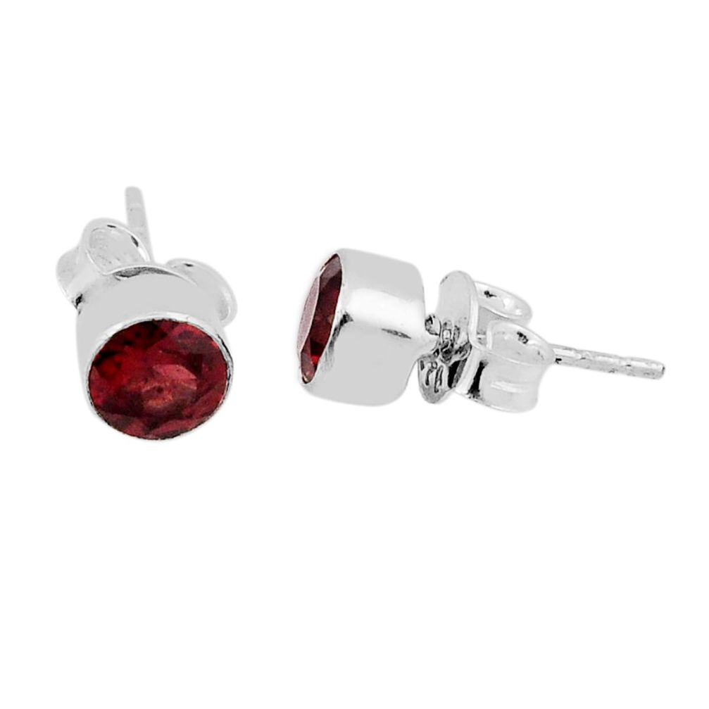 1.98cts natural red garnet 925 sterling silver stud earrings jewelry n37470