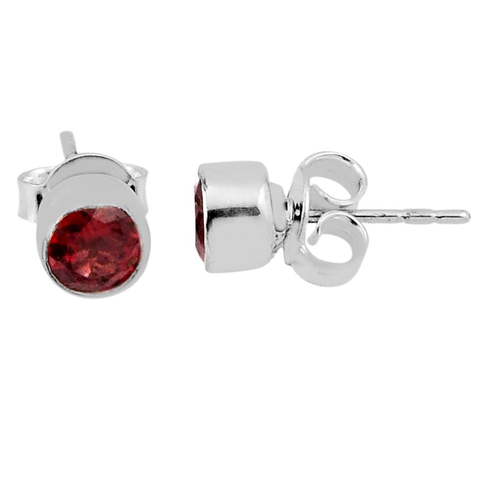 1.99cts natural red garnet 925 sterling silver stud earrings jewelry n37472