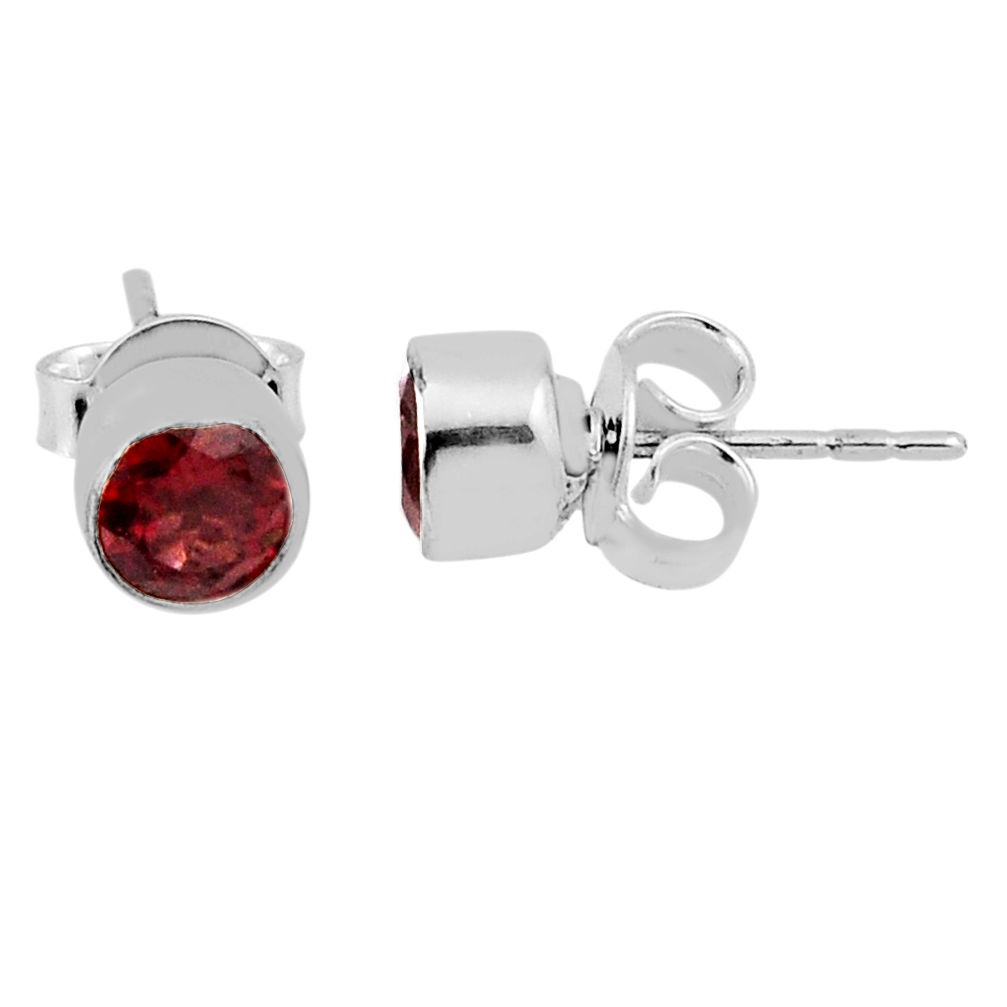 1.95cts natural red garnet 925 sterling silver stud earrings jewelry n37473