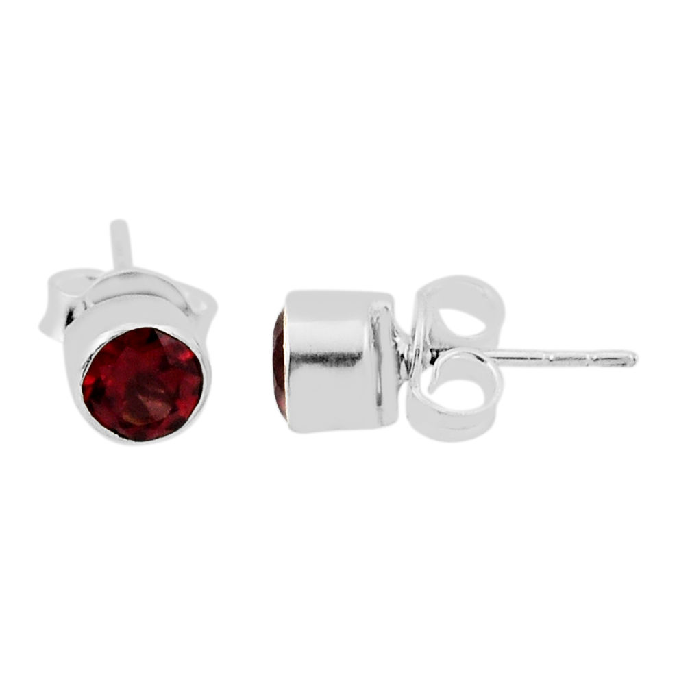 1.94cts natural red garnet 925 sterling silver stud earrings jewelry n37476