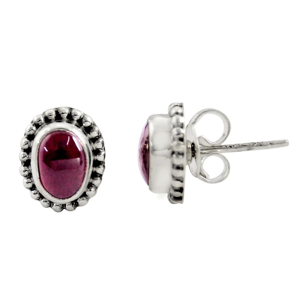 3.17cts natural red garnet 925 sterling silver stud earrings jewelry r22814