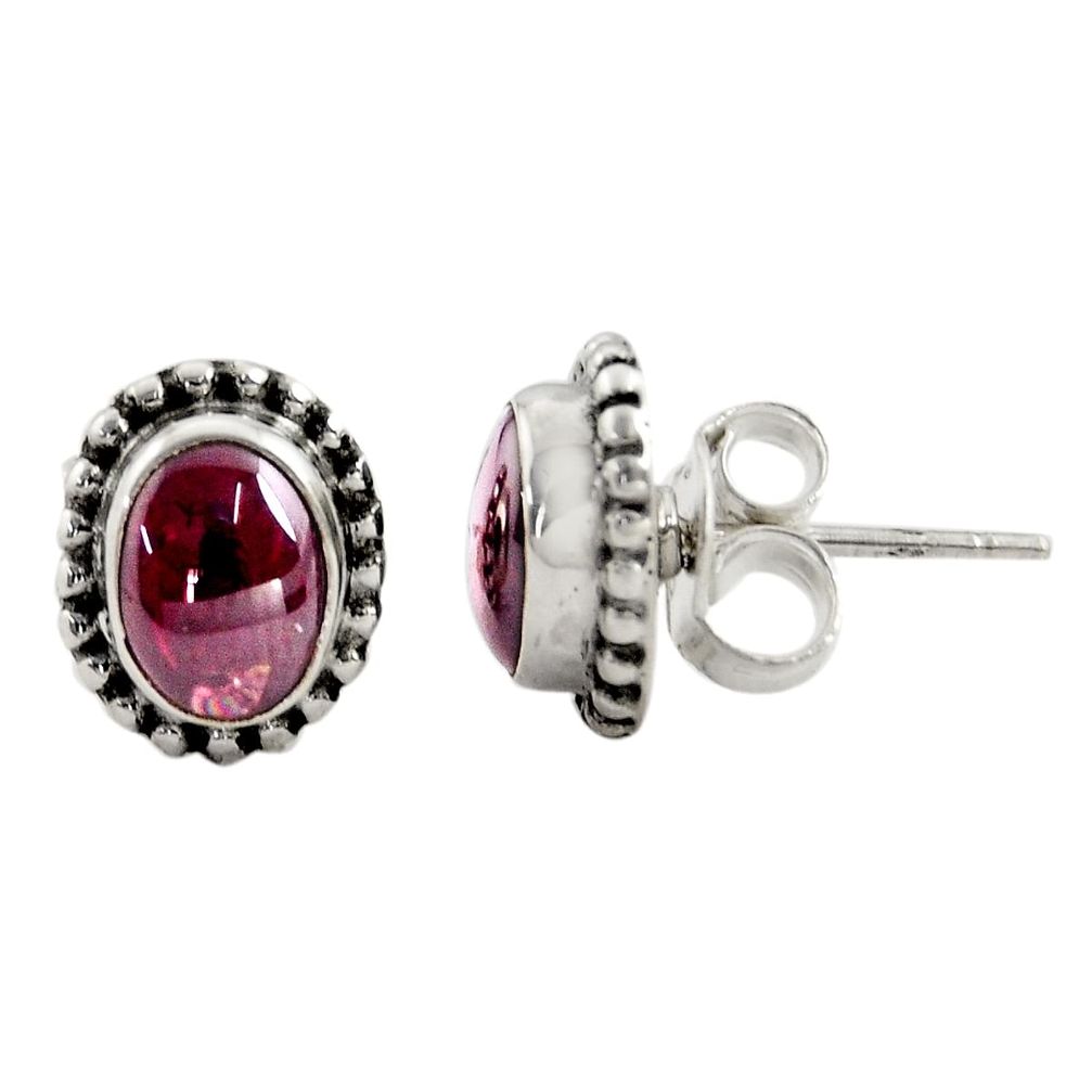 3.17cts natural red garnet 925 sterling silver stud earrings jewelry r22833