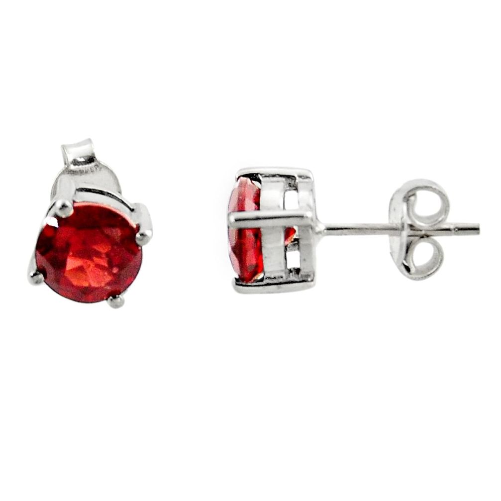 4.69cts natural red garnet 925 sterling silver stud earrings jewelry r43597