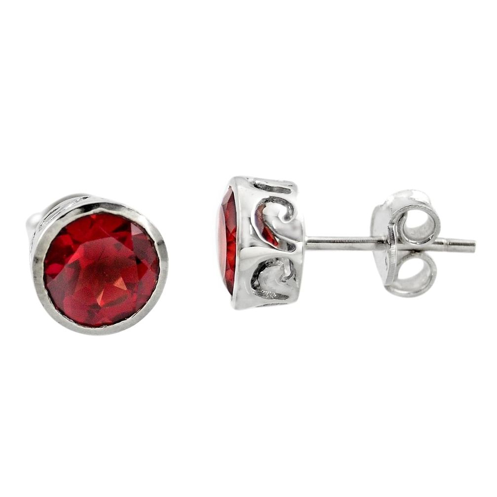 4.88cts natural red garnet 925 sterling silver stud earrings jewelry r45532