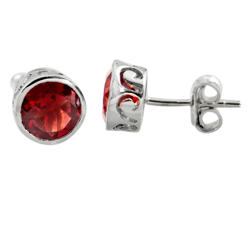 5.11cts natural red garnet 925 sterling silver stud earrings jewelry r45534