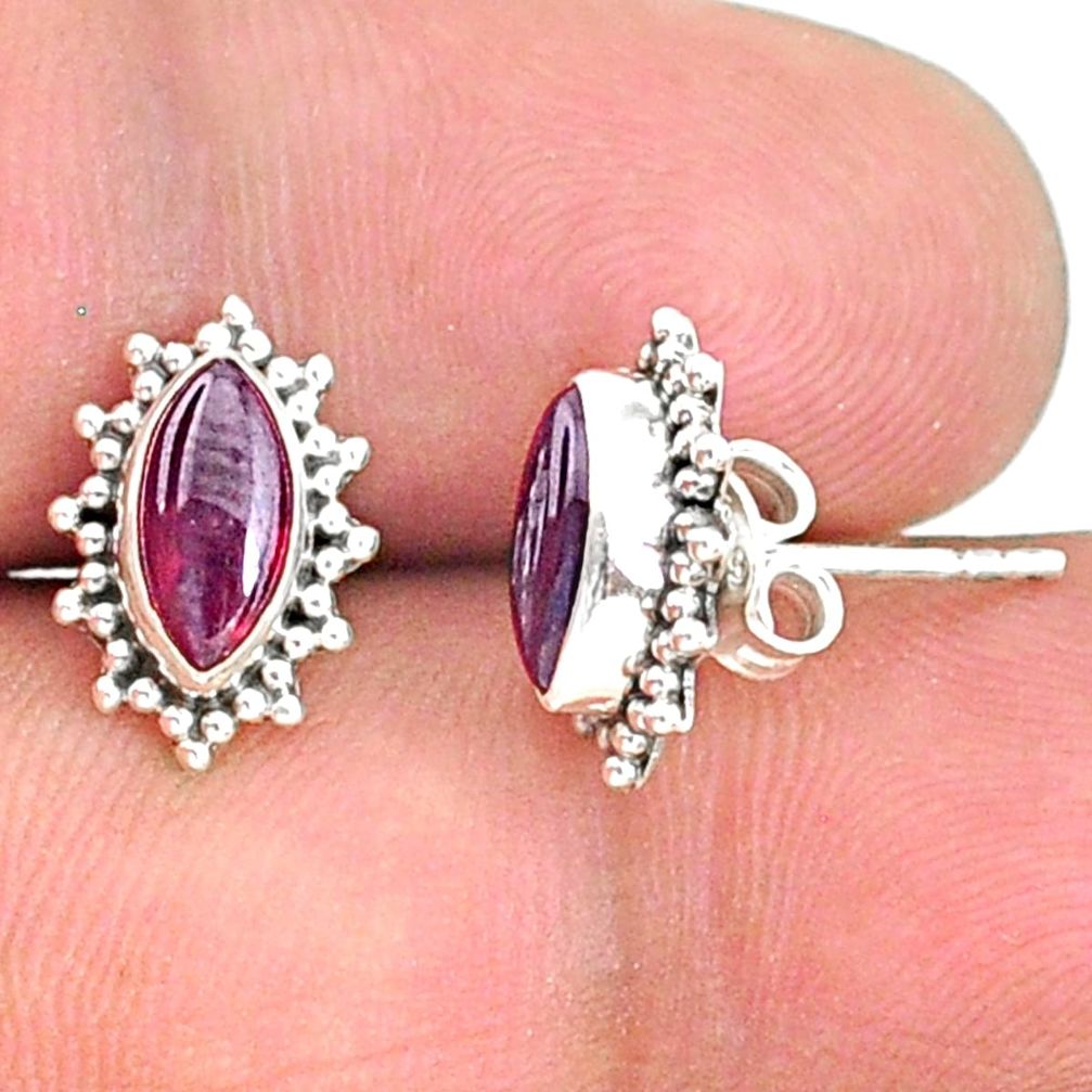 4.07cts natural red garnet 925 sterling silver stud earrings jewelry r68077