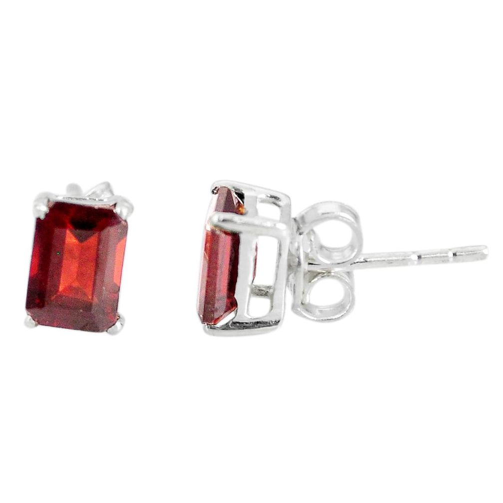 3.04cts natural red garnet 925 sterling silver stud earrings jewelry r77002