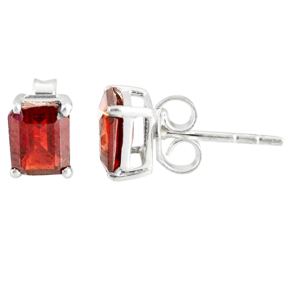 3.21cts natural red garnet 925 sterling silver stud earrings jewelry r77022