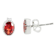 3.13cts natural red garnet 925 sterling silver stud earrings jewelry r77142