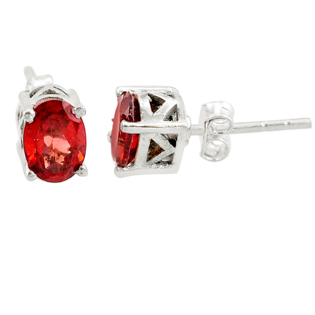 3.29cts natural red garnet 925 sterling silver stud earrings jewelry r87397