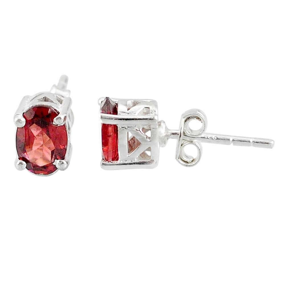 3.35cts natural red garnet 925 sterling silver stud earrings jewelry r87410