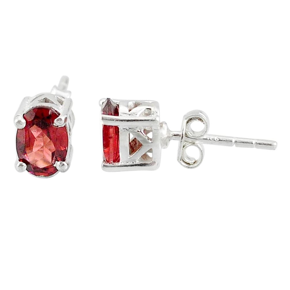 3.39cts natural red garnet 925 sterling silver stud earrings jewelry r87429
