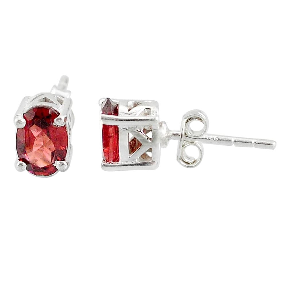 3.42cts natural red garnet 925 sterling silver stud earrings jewelry r87453