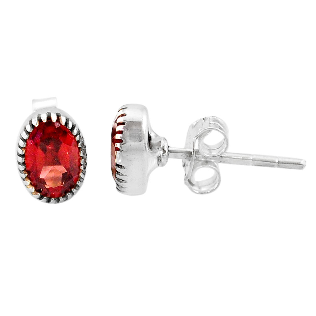 2.22cts natural red garnet 925 sterling silver stud earrings jewelry r87478