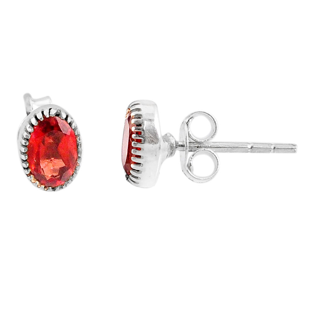 2.23cts natural red garnet 925 sterling silver stud earrings jewelry r87493