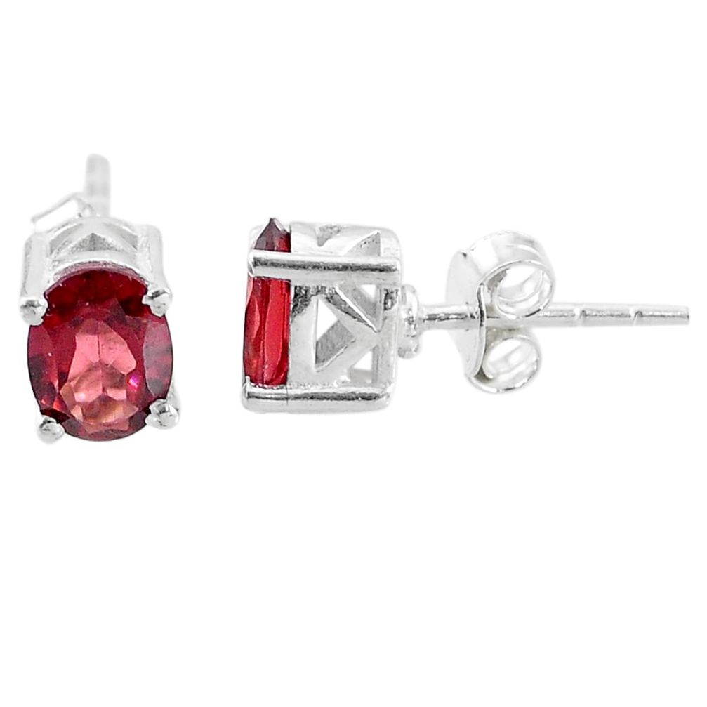 2.96cts natural red garnet 925 sterling silver stud earrings jewelry t16270