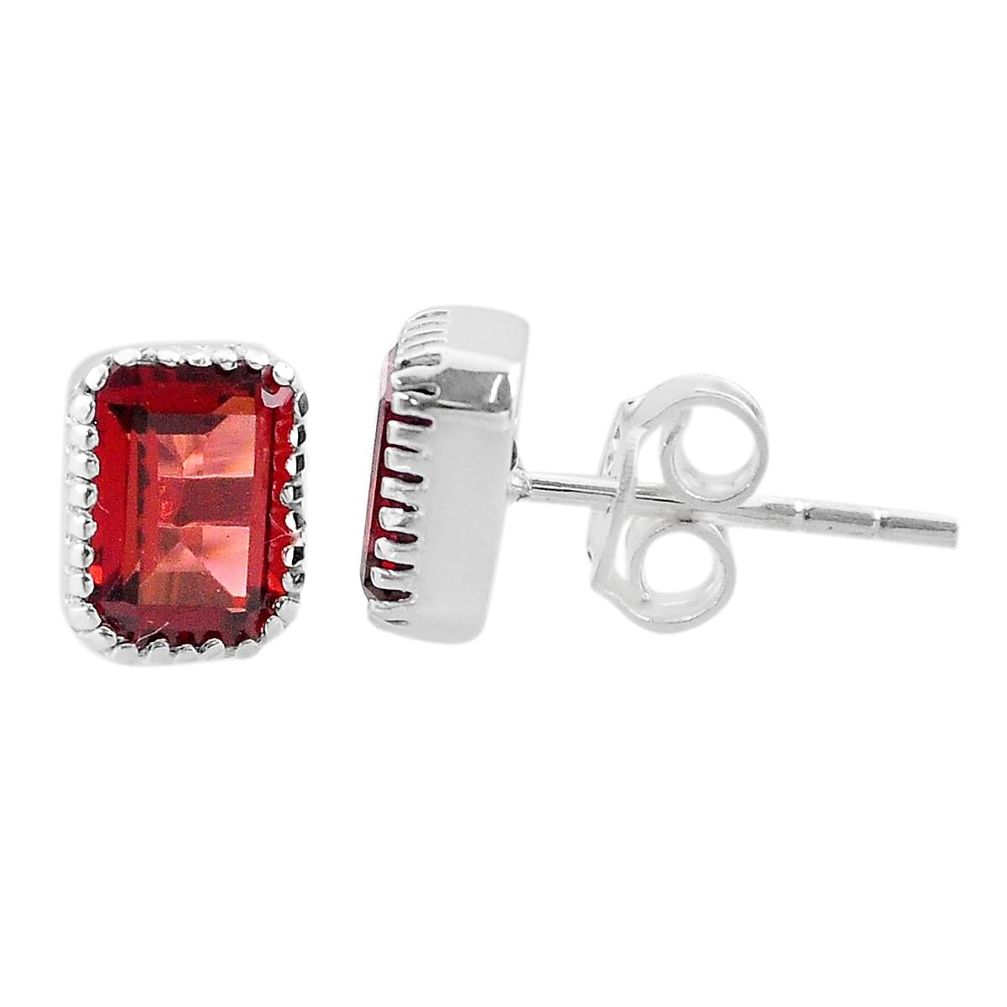 3.30cts natural red garnet 925 sterling silver stud earrings jewelry t22243