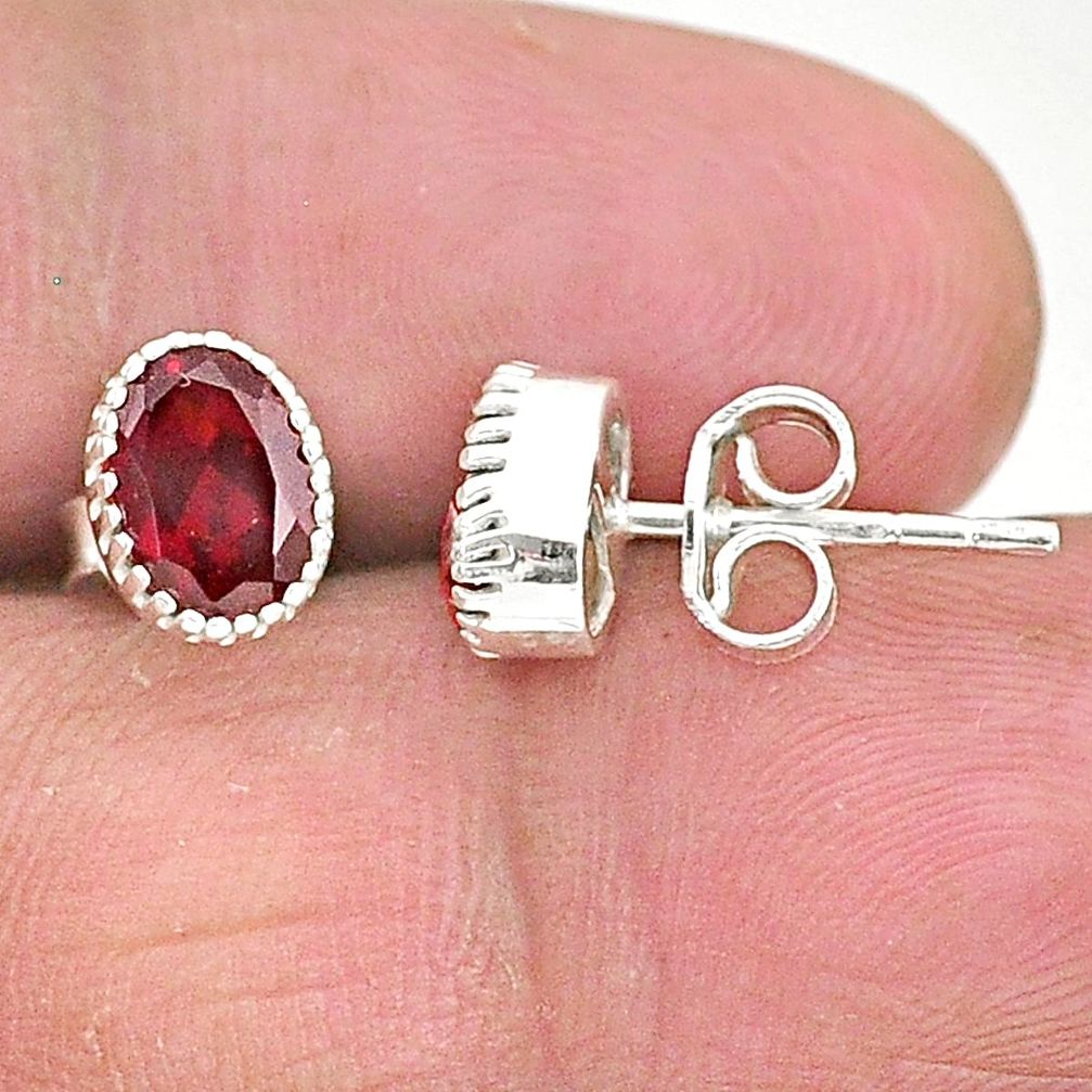 3.16cts natural red garnet 925 sterling silver stud earrings jewelry t4460