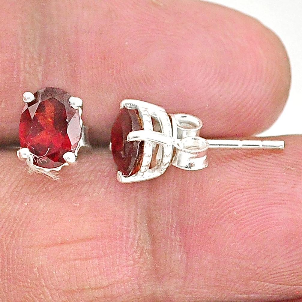 4.16cts natural red garnet 925 sterling silver stud earrings jewelry t4468