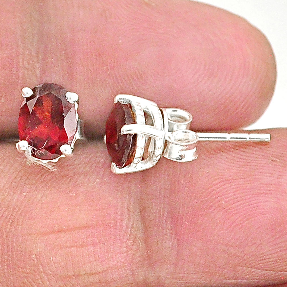 4.00cts natural red garnet 925 sterling silver stud earrings jewelry t4469