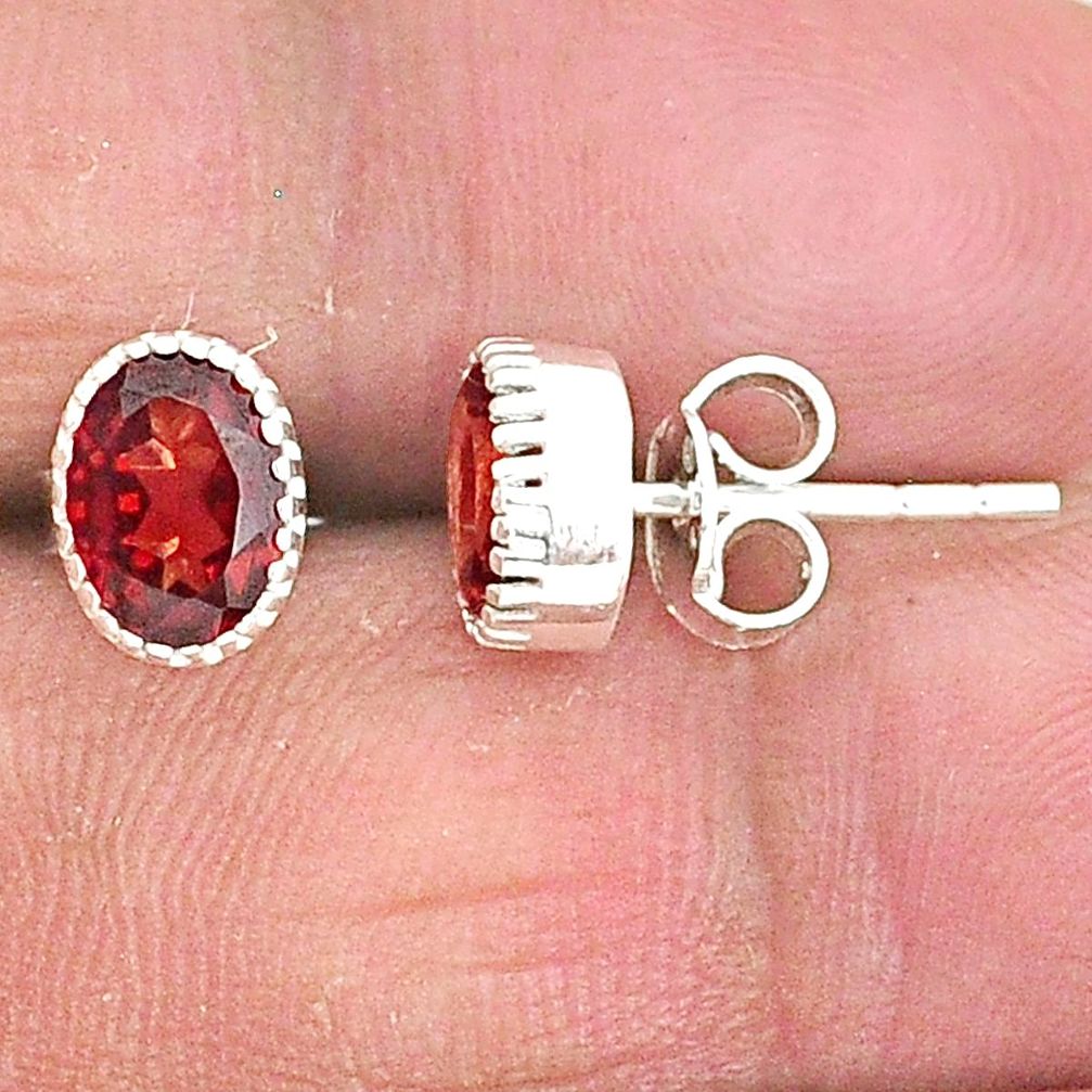 3.40cts natural red garnet 925 sterling silver stud earrings jewelry t4474