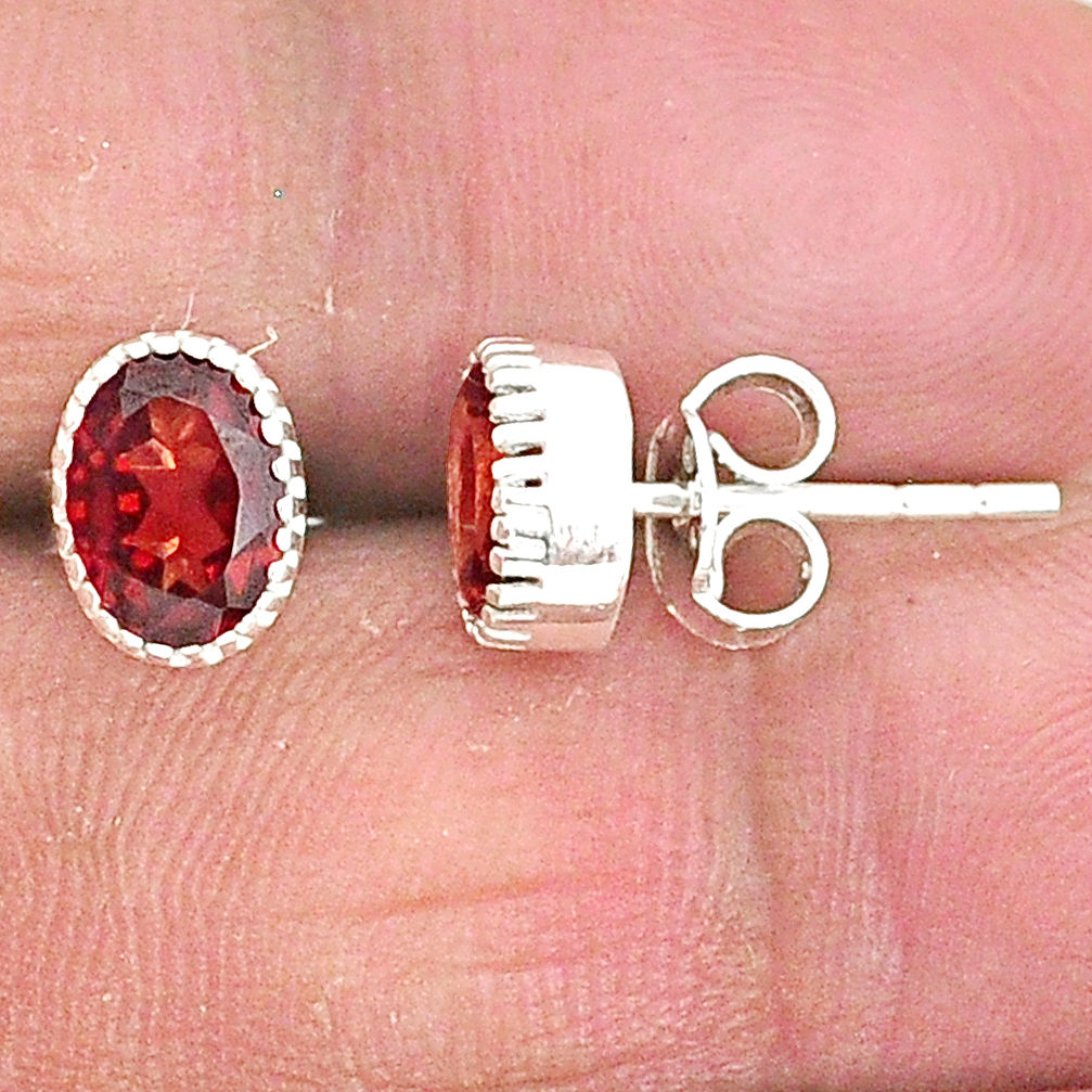 3.35cts natural red garnet 925 sterling silver stud earrings jewelry t4476