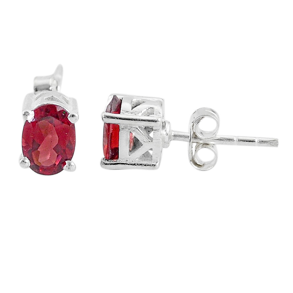 3.04cts natural red garnet 925 sterling silver stud earrings jewelry t4871