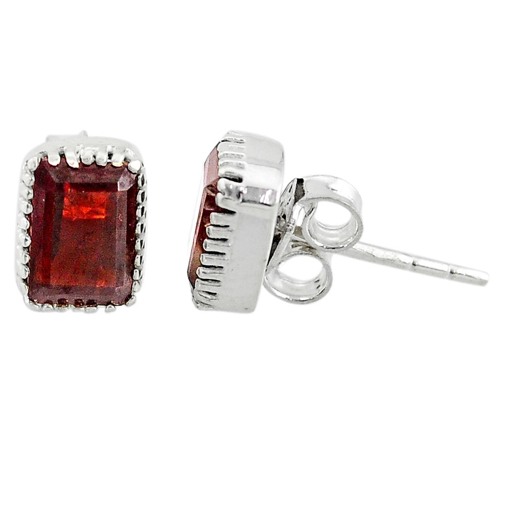 2.79cts natural red garnet 925 silver handmade stud earrings jewelry t7365