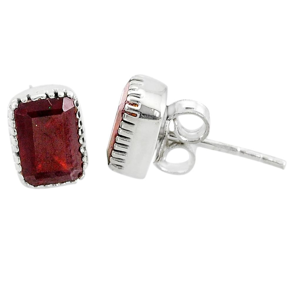 2.44cts natural red garnet 925 silver handmade stud earrings jewelry t7369