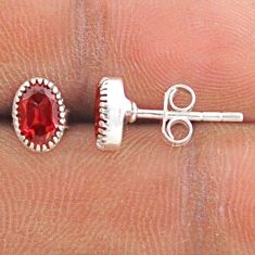 2.47cts natural red garnet 925 sterling silver stud earrings jewelry t76556