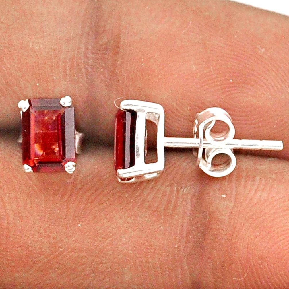 3.01cts natural red garnet 925 sterling silver stud earrings jewelry t85202